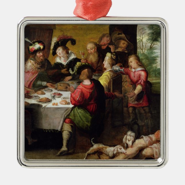 Parabeln av rikeman och Lazarusen Julgransprydnad Metall (Framsidan)