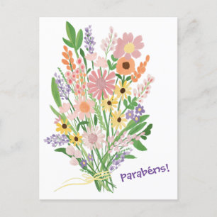 Parabens Handmålade vilda blommor Gouache Grattis Vykort