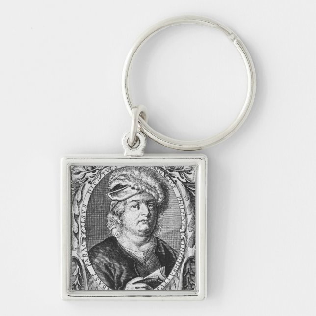 Paracelse 1540 fyrkantig silverfärgad nyckelring (Framsidan)