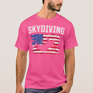 Parachuting American Flagga Skydiving T Shirt