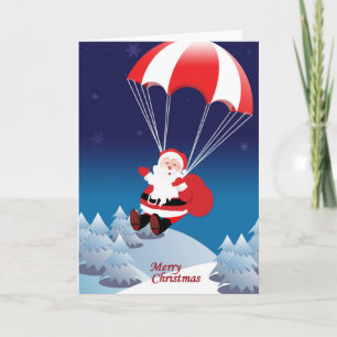 Parachuting Santa Helgkort