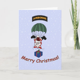Parachuting Santa Helgkort