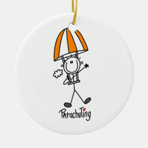 Parachuting Stick figur Julgransprydnad Keramik