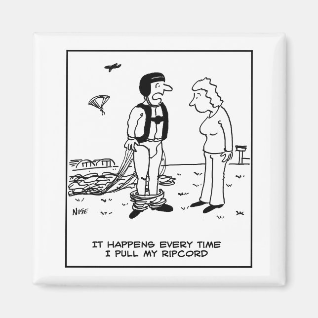 Parachutist Skydiving by Fallskärm har problem Magnet (Framsidan)