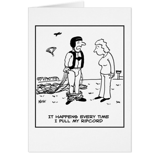 Parachutists byxor faller ner. OBS kort (Framsidan)