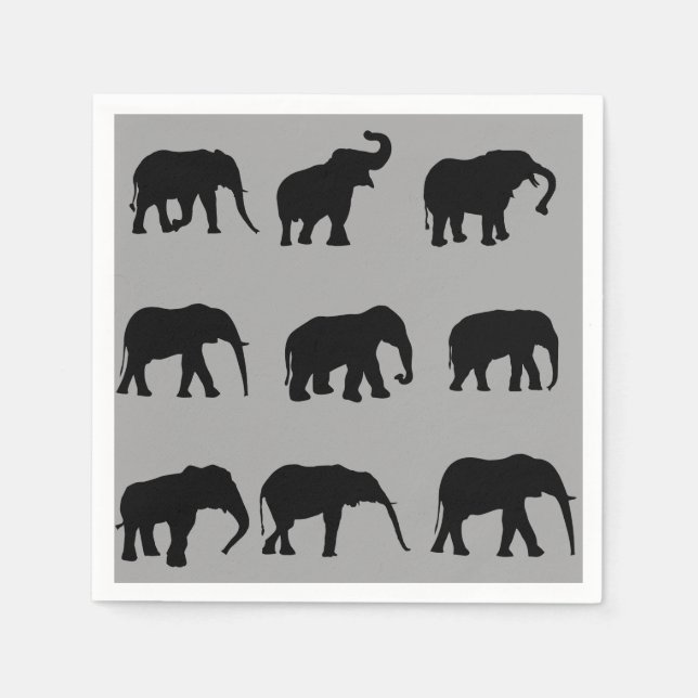 Parading Elephants Napkins Pappersservett (Framsidan)