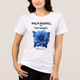 PARADIS BLÅ DAHLIA VIT BLOMSTRANDE KVINNLIG VÅR- T SHIRT