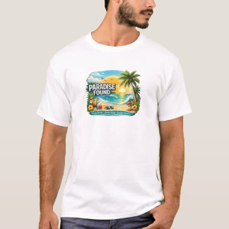 Paradis funnen Tropisk strand solnedgång T-shirt