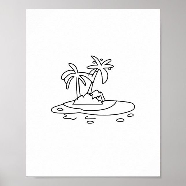 Paradis ö-gåva, linjerad teckning poster (Framsidan)