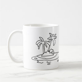Paradis ö glas, linjerad ritning kaffemugg