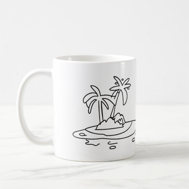 Paradis ö glas, linjerad ritning kaffemugg (Vänster)