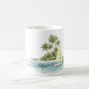 Paradis Palmträd Ö Boat Kaffemugg