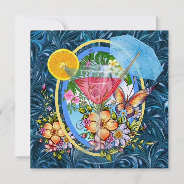 Paradis strand cocktail inbjudan (Framsida)