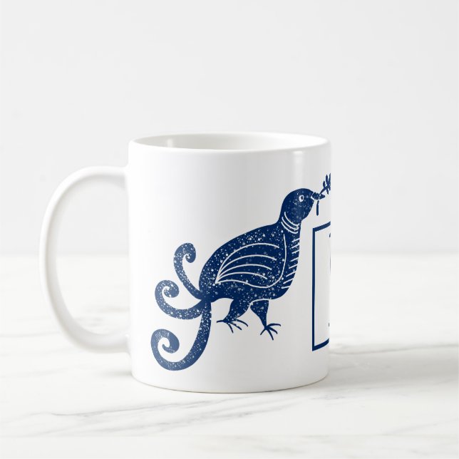 Paradisblått monogram kaffemugg (Vänster)