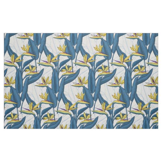 Paradisblommornas fågel på vitt tyg (Fat Quarter)