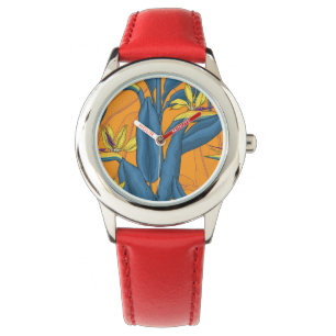 Paradisblommornas födelse på orangen armbandsur