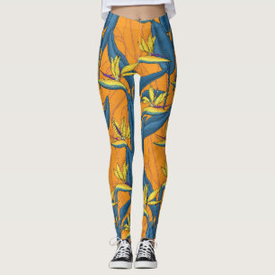 Paradisblommornas födelse på orangen leggings