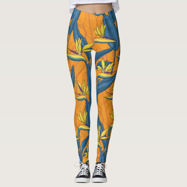 Paradisblommornas födelse på orangen leggings (Framsida)