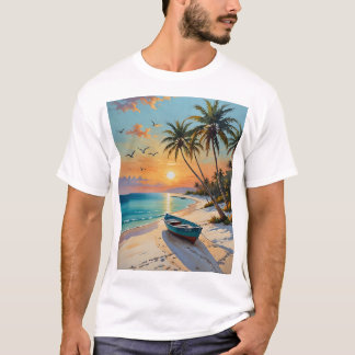 Paradise Art Tee (Tropical Beach Sunset Handflatan