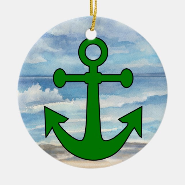 Paradise Beach Anchor Julgransprydnad Keramik (Framsidan)
