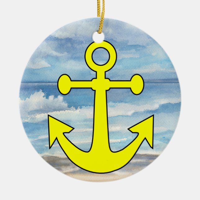 Paradise Beach Anchor Julgransprydnad Keramik (Framsidan)