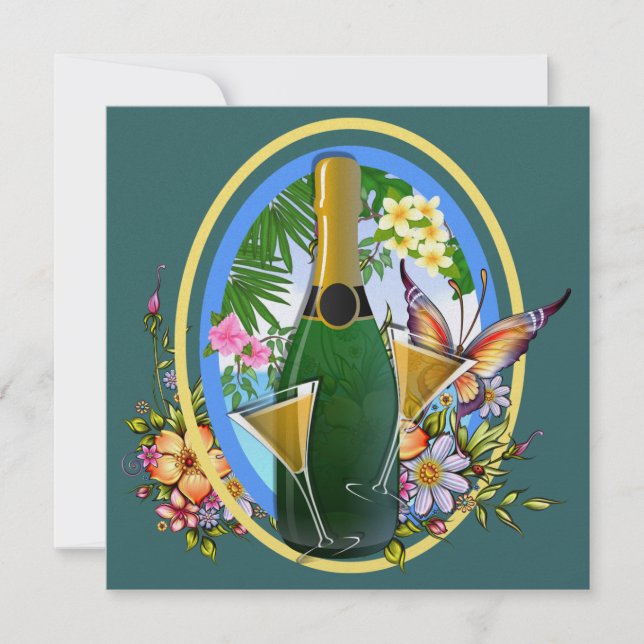 Paradise Beach Champagne Cocktail - SRF Inbjudningar (Framsida)