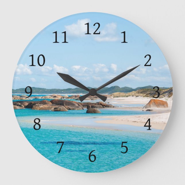 Paradise Beach Emerald Sea Gröntar Bassäng Austral Stor Klocka (Framsida)