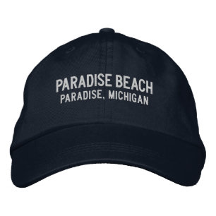 Paradise Beach Michigan Broderad Basebollmössa Keps
