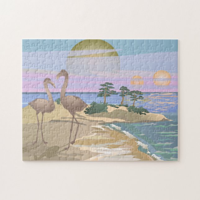 PARADISE BEACH PELICANS ISLAND JIGSAW PUZZLE PUSSEL (Horisontell)