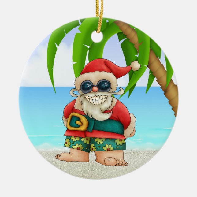 Paradise Beach Santa - SRF Julgransprydnad Keramik (Framsidan)
