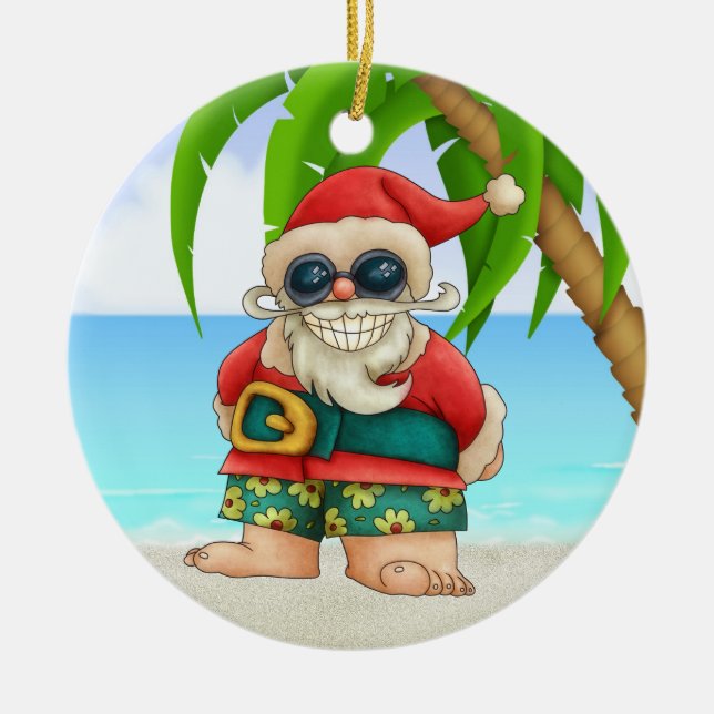 Paradise Beach Santa - SRF Julgransprydnad Keramik (Framsidan)