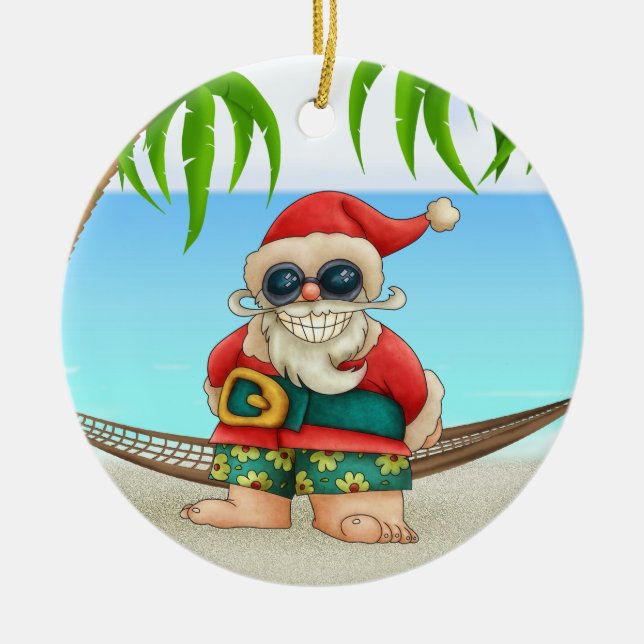 Paradise Beach Santa - SRF Julgransprydnad Keramik (Framsidan)
