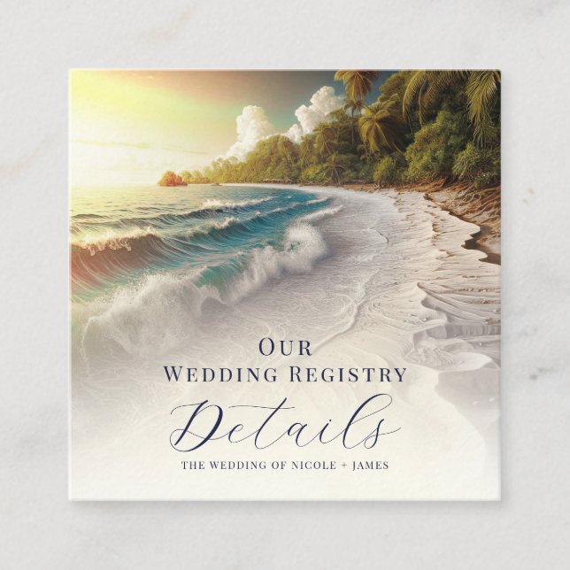 Paradise Beach Sunset Coastal Registry QR Code Fyrkantigt Visitkort (Framsida)