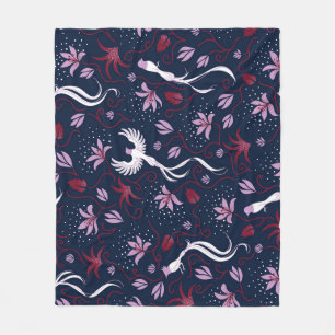 Paradise Birds: Blossoming Vintage Mönster. Fleecefilt