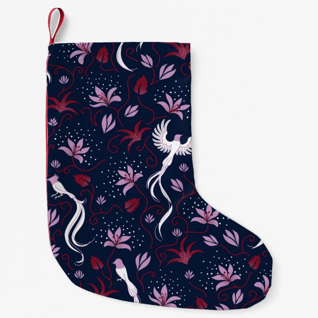 Paradise Birds: Blossoming Vintage Mönster. Liten Julstrumpa (Framsidan)