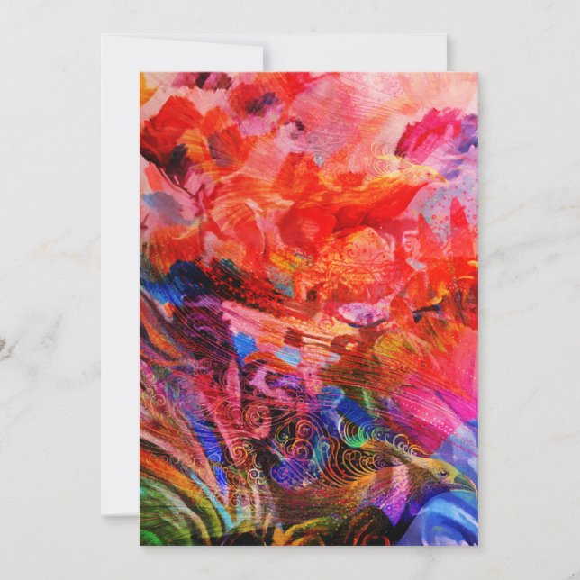 Paradise Blommigt Bird Phoenix Stigning Flame Art Meddelande (Framsida)