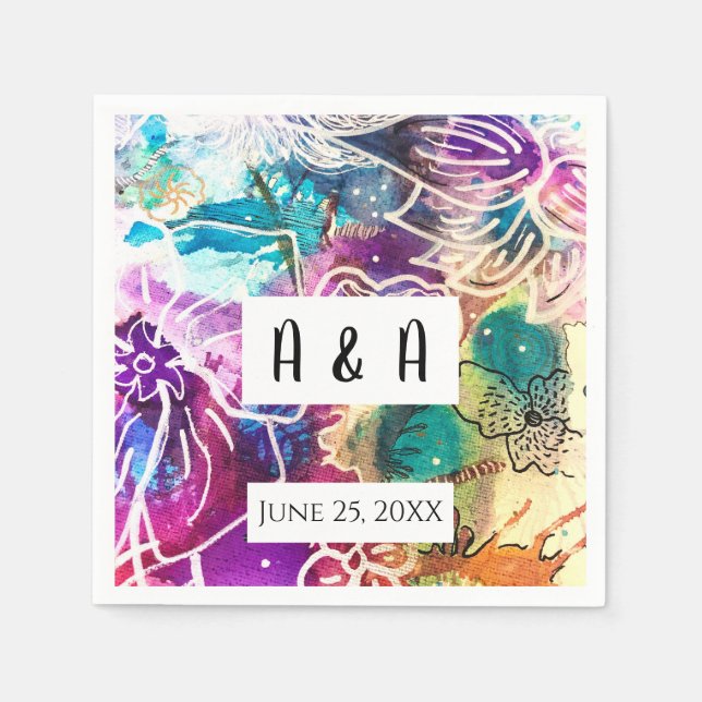 Paradise Blommigt Bröllop Napkins Pappersservett (Framsidan)