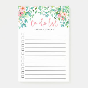 Paradise Blommigt Monogrammed lista över rekommend Post-it Block