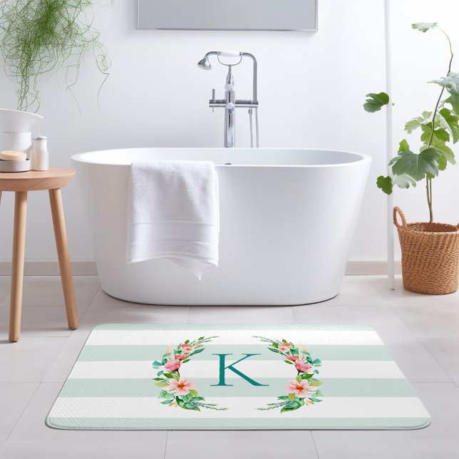 Paradise Blommigt och Rand Monogram Badrumsmatta (Skapare uppladdad)
