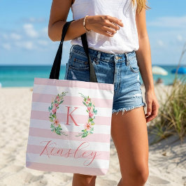 Paradise Blommigt och Rand Monogram Tygkasse