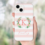 Paradise Blommigt och Rosa Rand Monogram<br><div class="desc">Den här trendiget av roligt har en rosa och vit strimlad bakgrund med färgstark blommigt. Anpassa designen med ditt namn och monogram eller annan text. Använda designen verktyg om du vill välja valfri bakgrund färg, redigera texten typsnitt och färger eller ladda upp egna foton för att skapa ett unikt telefonfodral...</div>