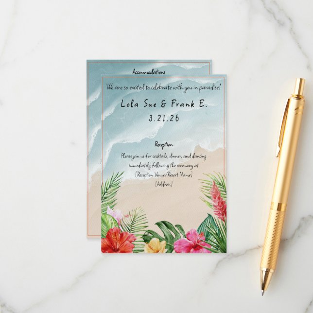 Paradise Blooms Bröllop-höljeskort Tilläggskort (Fram/Back In Situ)