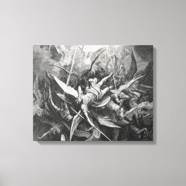 Paradise Borttappad Fall Rebel Änglar Gustave Dore Canvastryck (Framsida)
