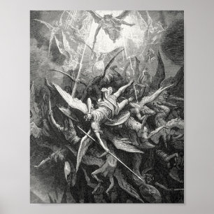 Paradise Borttappad Fall Rebel Änglar Gustave Dore Poster