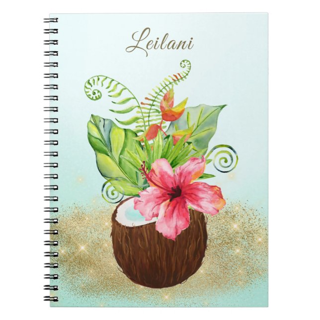 Paradise Coconut Flowers Tropical Fruit Island Par Anteckningsbok (Framsidan)