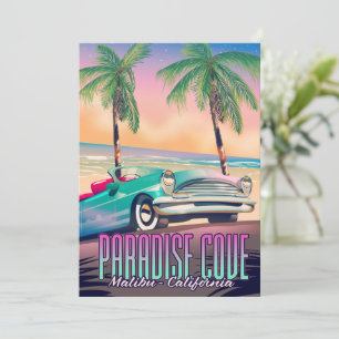 Paradise Cove,Malibu,Kaliforniens reseaffisch T-Sh Inbjudningar