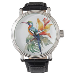 Paradise-fågel, färglös fantassefågel 'n blomma armbandsur