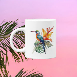 Paradise-fågel, färglös fantassefågel 'n blomma kaffemugg