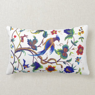 Paradise Faux Jacobean Embroidery Pillow Lumbarkudde