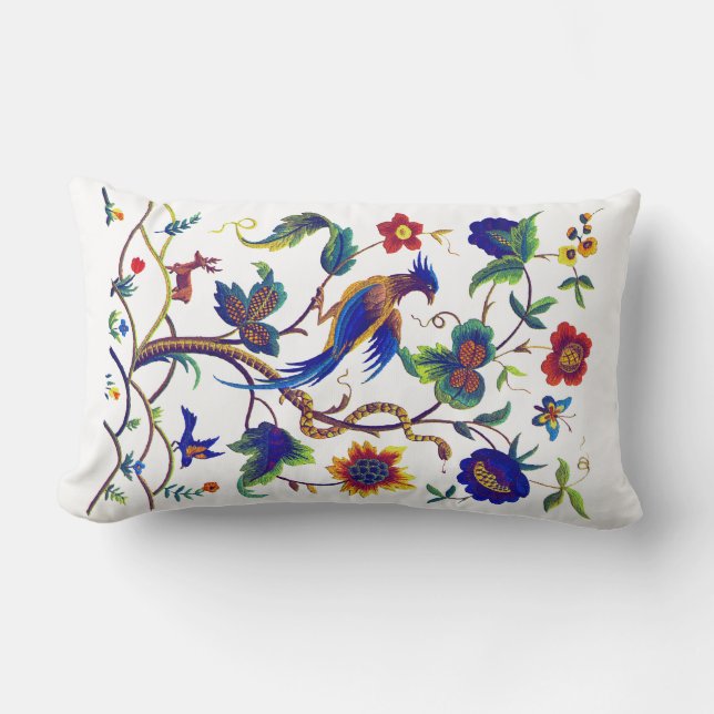 Paradise Faux Jacobean Embroidery Pillow Lumbarkudde (Framsida)